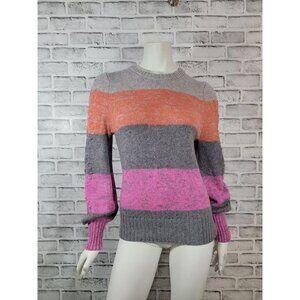 &Isla Cashmere Blend Seren Sweater Cable Kit Sleeve Thick Stripe Size Small